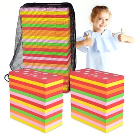 DLUGOPIS - Juego de dominó gigante de 28 piezas de dominó grande y colorido con bolsa de malla, juego de dominó doble de 6 dominó de espuma gigante, juegos gigantes para patio, juego de dominó de gran