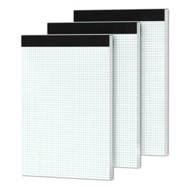 Graph Paper 8.5 x 11 White Grid Paper Pads 3 Pack Graph Pads 8 1/2 x 11 Graft Paper Letter Size 5x5 Grid Paper with Blue Quad Rule 11 x 8.5 Math Graph Paper Pads for School Square Paper, 50 Sheets/Pad