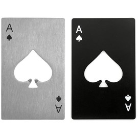 LUYING Bottle Opener Pade Ace Card Type Jar Lid Opener Black Silver Universal Lid Opener Easy Convenient (Set of 2)