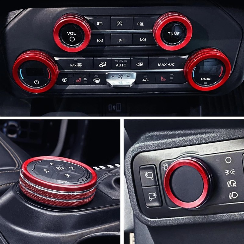 CyanStone 6x Knob Trims for Bronco 21+, Aluminum Bronco Knob