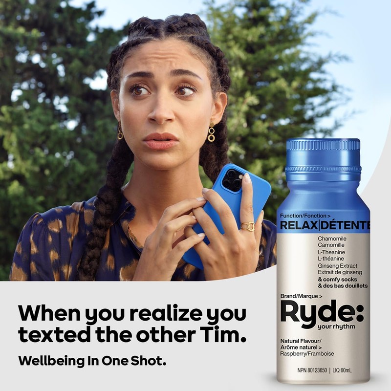 Ryde Relax Shot | Raspberry Flavor | 8 pack of