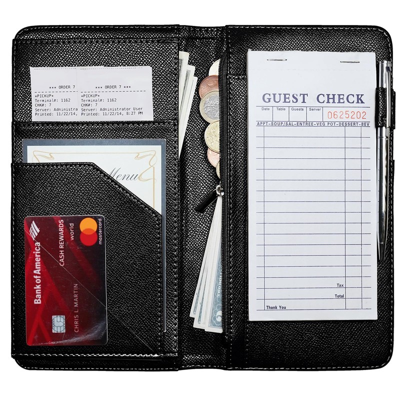 Mymazn Server Book with Zipper and Magnetic Pocket, Cute Waitress