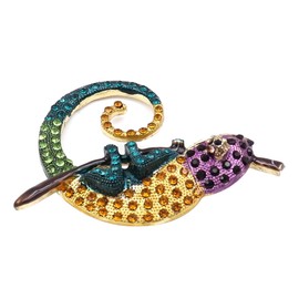 Sarini Colorful Chameleon Brooch with Rhinestones Unique Design Made of Hypoallergenic Material Can Be Used as a Brooch and Pendant