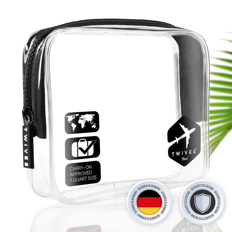 TWIVEE - Transparent toiletry bag with travel bottle set -