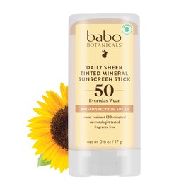 Babo Botanicals Babo Botanicals Daily Sheer Mineral Tinted Sunscreen Stick SPF50 - Natural Zinc Oxide - For Face - For all ages - EWG Verified - Water Resistant - Fragrance-Free