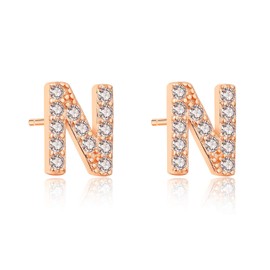 Aroncent Letter Earrings 925 Sterling Silver Letter Stud Earrings Initial Earrings with Zirconia A-Z, Sterling Silver Cubic Zirconia