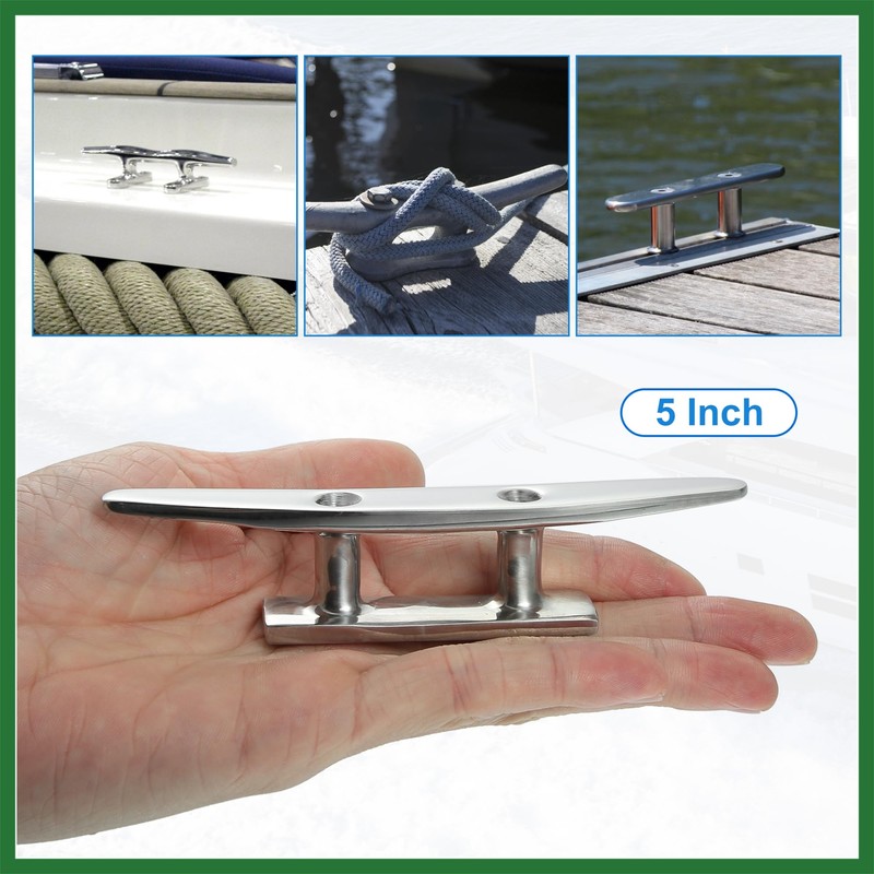Motoforti 5" 125mm Stainless Steel Flagpole Cleat Hook Boat Deck