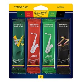 Vandoren SRMIXT2 Tenor Sax Jazz Reed Mix Card includes 1 each ZZ, V16, JAVA and JAVA Red Strength 2