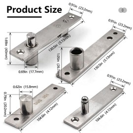 Heavy Duty Stainless Steel Wood Door Pivot Hinges, 360 Degree Rotation Adjustable Swing Mount
