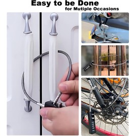 Tcyoatoa Steel Cable Locks, 4-Digit Combination Cable Lock, 23-3/5 Inch Length Rope Lock, Suitable for Holes with Diameters not Less Than 0.28 Inch, Portable and Easy to Use (Blue)