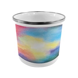 Ambesonne Abstract Steel Camping Mug, Watercolor Galaxy Outer Space Star Dust Seemed Image in Vivid Colors Modern Print, Printed Thermal Cup for Camping and Outdoor Activities, Multicolor