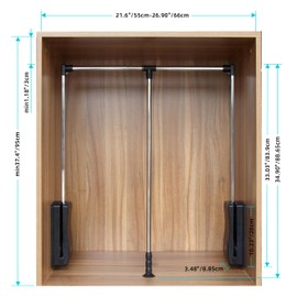 STORKING Pull Down Closet Rod 21"-26", Pull Down Adjustable Side Mounted Closet for Kitchen Bedroom High Cabinets, Closet Pull Down Rods Chrome,Two-Way Buffering Side, Heavy Duty Load Capacity