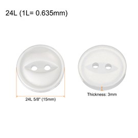 sourcing map 12pcs 24L Cream White Round Sewing Buttons 15mm 5/8" Resin 2-Hole Fish Eye Craft DIY Replacement Button for Craft Pants Dress Skirt Clothing Fastener Buttons