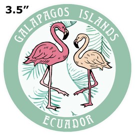 Blue Heron Two Flamingos Galapagos Islands Ecuador Car Truck Window Bumper Sticker Decal - Vintage Green