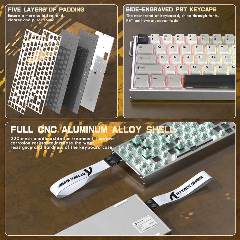 ATTACK SHARK X68MAX HE 60% Wired Magnetic Switch Keyboard,Full Aluminum