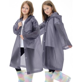 HOOMBOOM 2 Pack Waterproof Raincoats for Kids Reusable,EVA Rain Ponchos Emergency Rain Jacket for Children, Boys and Girls