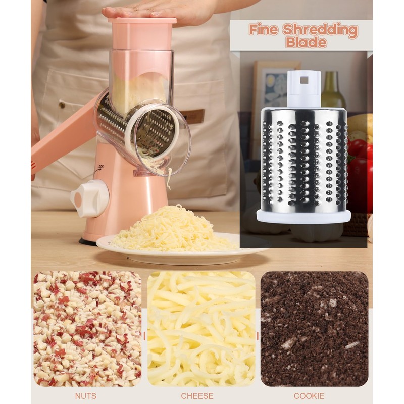 Ourokhome Rotary Cheese Grater Hand Crank, Kitchen Shredder Speed Mandolin
