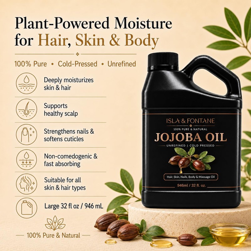 Jojoba Oil, 100% Pure, Cold Pressed, Unrefined, 32 fl oz