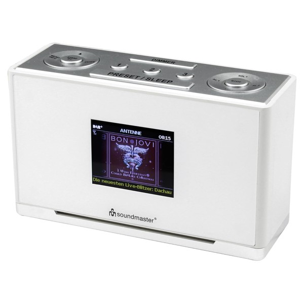 Soundmaster UR240WE DAB+ FM Radio Alarm Clock Colour Display Dual