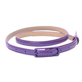 Selighting Women's Solid Color Faux Leather Skinny Belts for Dresses (One Size, Purple)