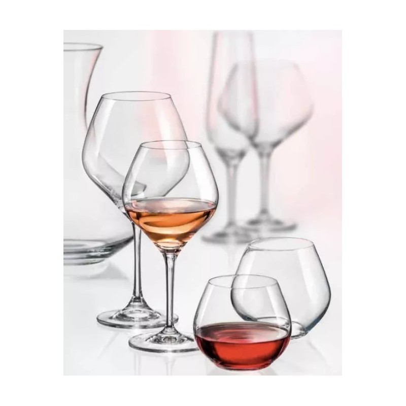 Bohemia Crystalex Set 4 Copas Tinto O Agua Amoroso 350