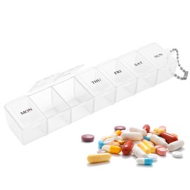 Pill Box Organizer, Once Every 7 Days, Weekly Drug Storage Box, Portable Daily Pill Box Suitable for Travel, Business Trips, and Offices(White)