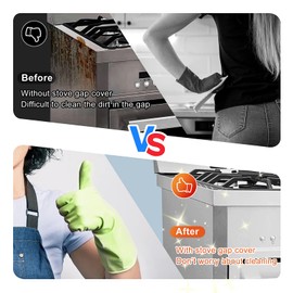 Silicone Stove Counter Gap Covers(2 Pack), Suzulkcw Silicone Gap Covers for Kitchen Stove Counter, Gap Filler Between Stove and Counter, Heat Resistant, Easy to Clean (25 Inches, Black)