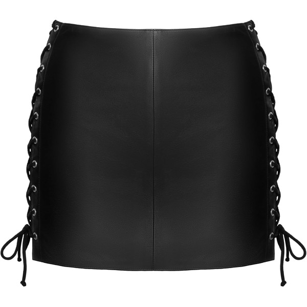 Zado Women's Leather Mini Skirt, Black, L