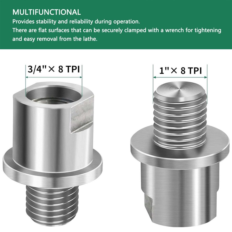 Lathe Headstock Spindle Adapter 1inx8TPI Male 5/8inx10TPI Female Thread Wood