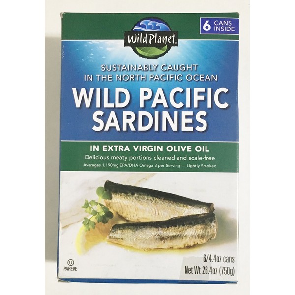 Wild Planet Wild Pacific Sardines in Extra Virgin Olive Oil 4.375 Ozs. Pack of 18