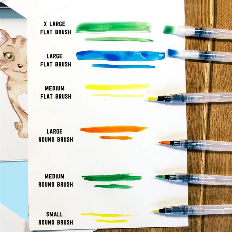 WANGCL 6 Pack Water Brush Assorted Tips Refillable Ink and