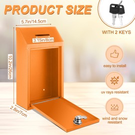 Yaocom Metal Donation Cash Box Collection Safe Suggestion Box with Lock Wall Mounted Mailbox Delivery Ballot Container for Home Office Outdoor Door