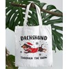SZERE Dachshund Gifts Christmas Winter Snow Canvas Tote Bags Gifts