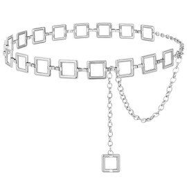 SANSTHS Chain Belts for Women FashionGold/Silver Chains Belt for Dresses Clunky Link Ladies Belt,silver,S