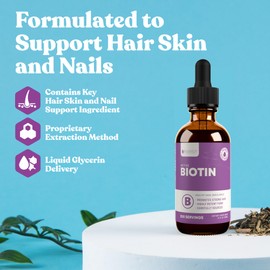 Active Biotin for Healthy Hair, Skin, and Nails | Convenient Liquid Dropper Absorbs Fast & Tastes Great | 3-Pack