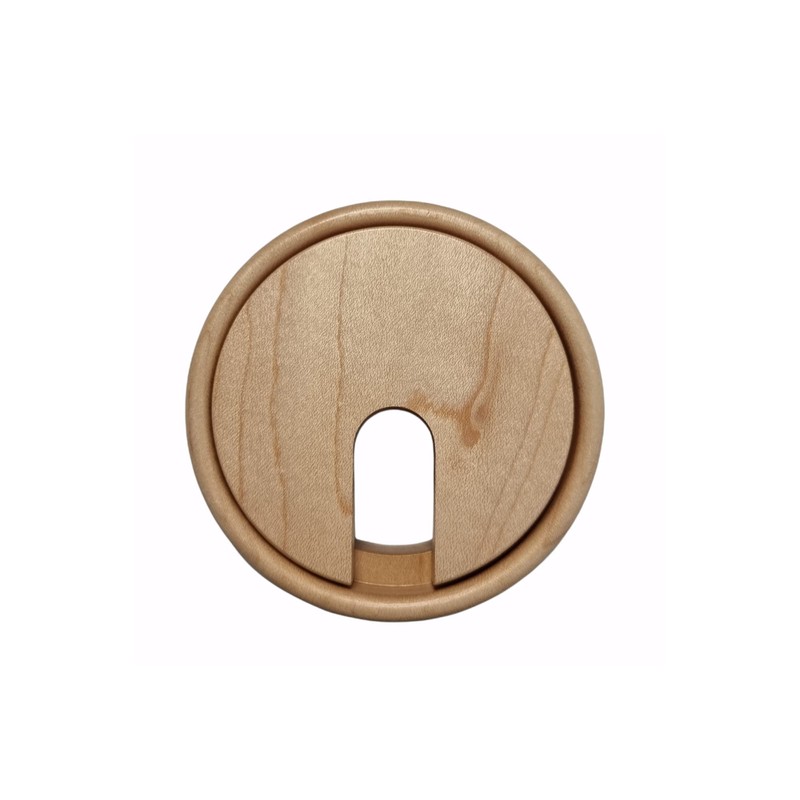 Gedotec Cable grommet beech wood lacquered plain, 1 piece round