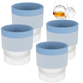 4 Pack Ice Cube Ball Moulds Ice Balls Maker, 6CM Reusable Large Sphere Shaped Ice Cube Moulds for Making Big Ice Ball, Easy to Fill and Release (Blue)