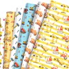 Construction Worker Pattern Wrapping Paper Set, 12 Sheets Construction Wrapping