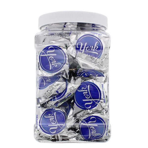 York Peppermint Patty Mini Candy Bars - 1.25 Pound Bulk Value Packed Chocolate Thin Mint in a 48 FL OZ Gift Ready Reusable Square Grip Jar