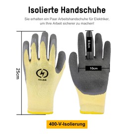 THETAG Electrician Gloves, 1 Pair of Insulated Gloves, 400 V Voltage Resistance, Safety Gloves, Protective Gloves, Welding Gloves, Rubber Electrician Gloves for Electrical Maintenance Instrume