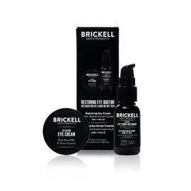 Brickell Men's Restoring Eye Routine for Men, Eye Serum and Eye Cream for Men, Natural and Organic, Unscented