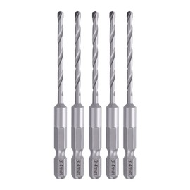 XMSSAA Concrete Drill, Hex Shaft, 0.13 inch (3.4 mm), Set of 5, Carbide Drill, Rotation and Vibration, Drill Bit Set, Compatible with Blocks, Mortar, ALC, Brick, Ceramic Tile, Concrete (0.13 - 5 Pack)