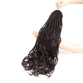 24 Inch Loose Wave Dreadlock Extensions 10 Strands Double Ended French Curly Synthetic Dreadlock Extensions 0.6CM Thin Soft Locs With Curly Ends Crochet Dreads for Black Women （4#）