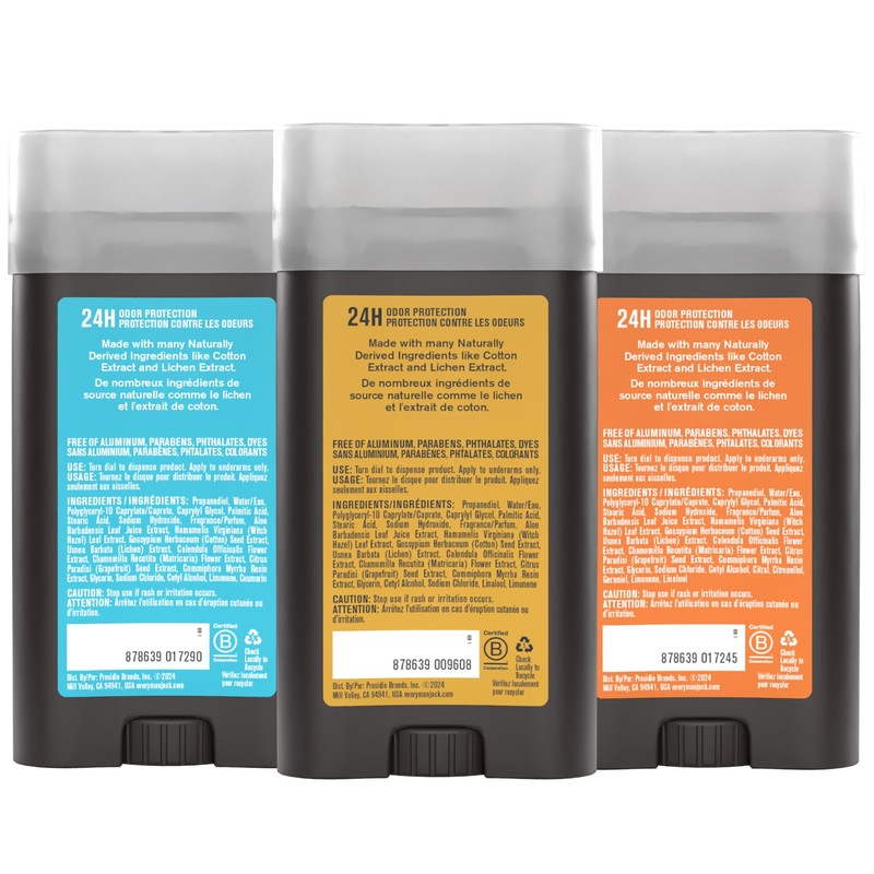 Every Man Jack Men's Deodorant Variety Set - Includes 3