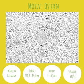 JEKA Paper tablecloth Easter for colouring, Easter tablecloth, colouring pictures Easter children, Easter gift for children, crafts Easter, Mal Mich colourful