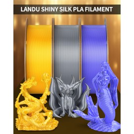 LANDU Silk PLA Filament 1.75mm Gold 2KG, 3D Printer Filament Dimensional Accuracy +/- 0.02mm, Cardboard Spool, Neatly Wound 3D Printing Filament Fits for Most FDM 3D Printers, Gold