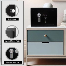 Yuanshikj Steel Safe Box - Key Locked, 0.2 Cubic Ft Small Home Safe for Cash & Jewelry