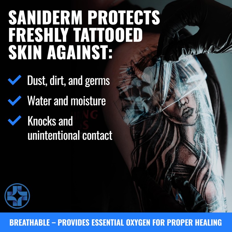 Saniderm Tattoo Aftercare Bandage 3 Sheets (Medium Pack, 6 in