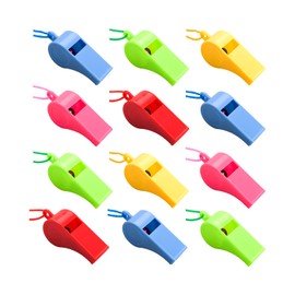 Matory 12 Pieces Colored Whistle Plastic Sports Whistles Referee Whistles with Lanyards for Coaches Referees Officials Sports