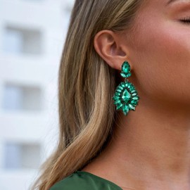 EVER FAITH Drop Earrings Rhinestone Crystal Wedding Bridal Chandelier Earrings for Women Girls Clear Silver Tone, Crystal, No Gemstone